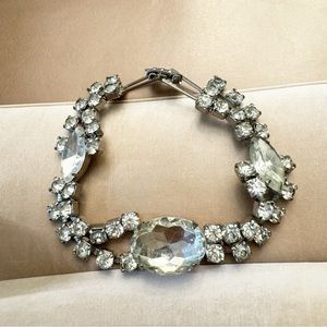 Vintage Ra-Rel Sparkly Clear Rhinestone Silver Tone Bracelet